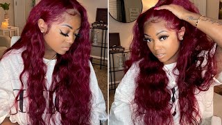 In Love With This Pre-Dyed Burgundy Lace Front Wig From Tinashe Hair