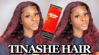 No Bleach Needed! Dying My Wig Burgundy Using Loreal Hi Color Magenta | Tinashe Hair