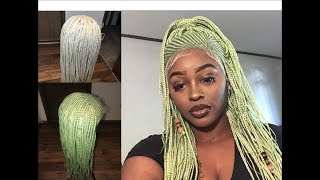How To Dye Braided Wig! | Lime Green Braids☘️ | Watercolor Method
