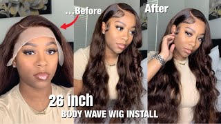 *Detailed* Glueless Wig Install | 26 Inch Body Wave Hair | Tinashe Hair