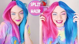 Split Hair Dye Pink & Blue Lace Front Wig Tutorial | Ad
