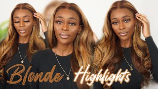 Blonde/Brown Highlights | 13X4 Straight Honey Blonde Ombre Color Highlighted Wig | Unice Hair