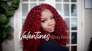 ♡ Sooo $Exy !! Pre- Colored Curly Hair | Red T-Part Wig Install | Kriyya Hair