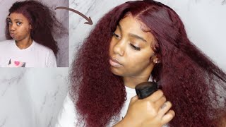 Holiday Hair Kinky Curly Burgundy Wig (Watch Me Install) Start To Finish ♥️
