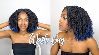 Simple Wash Day Routine | Hair Butter Pre-Poo | Blue Curl Color