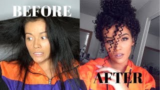 Heatless Straight To Curly Hair Tutorial | Straw Curls