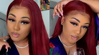 The Best 99J Burgundy Wig!! Review And Install Ft. Eullair Hair