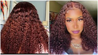 Beautiful 180% Density Pre Colored Wig! #33 Ginger Brown Curly Lace Front Wig! Ft Worldnewhair