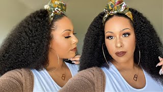 A Look! | Curly Human Hair Half Wig | No Attached Headband | + A Curly Hat Wig?!  Ft. Nadula Hair