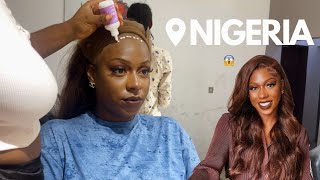 Getting My Wig Installed In Nigeria! | Alipearl Chocolate Brown Wig Install 2022