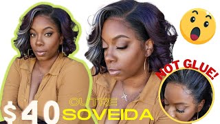 $40 Skunk Stripe Wig! Outre Melted Hairline Soveida Synthetic Wig Install Review + Get This Spray!