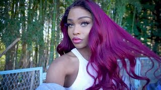What Lace? Bomb Burgundy Lace Frontal Wig 1B/99J Ombre |Asteria Hair