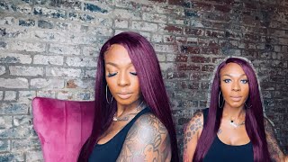 Perfect Fall Color Wig | Thrown And Go Lace Part 99J Human Hair Wig