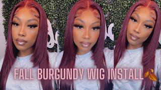 Pre Colored Burgundy Wig Install  Ft. Bmg Girl Hair