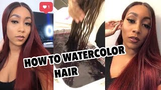 How To Watercolor Black Brown Wig To Red Burgundy Ft Ashimary Hair