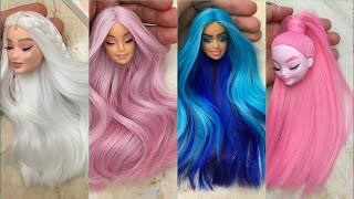 Barbie Doll Makeover Transformation / Diy Miniature Ideas For Barbie ~ Wig, Dress, Faceup, And More!