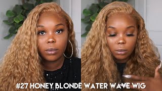 #27 Honey Blonde Water Wave Wig Install On Brown Skin Girl | Asteria Hair