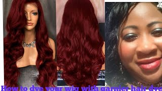 How To Colour Wig Burgundy/ Hair Dye Using Garnier