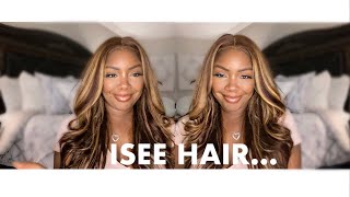 Isee Hair Review|Chunky Blonde And Brown Highlights On Brown Skin|Lace Wig|Protective Style|Shook!!