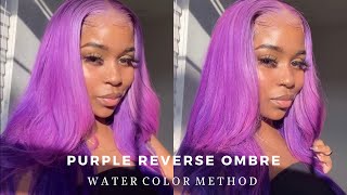 Purple Reverse Ombre Watercolor Method On 613 Wig  Ft. Unice Hair