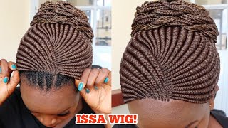 #Shorts Braided Wig With A Bun.Beginner Friendly -No Frontal Wig Install+Wig Review No Lace Wig