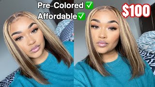 Bomb Affordable Pre Colored Brown & Blonde  Highlights| $100 Wig| Nabeautyhair.Com