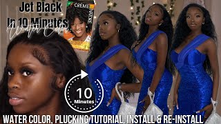 Dye Your Wig Jet Black In 10 Minutes (Water Color) + Plucking, Install & Reinstall Ft Yolissa Hair