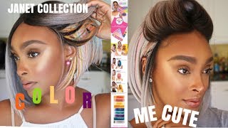 New Janet Collection Color Me Cute Wig | Peekaboo Rainbow Hair Color