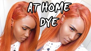Dye Hair Red Copper With Blonde Highlights At Home|Lacefront Wig Diy