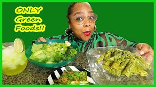 Green Food Only Mukbang! Eating My Favorite Color Foods