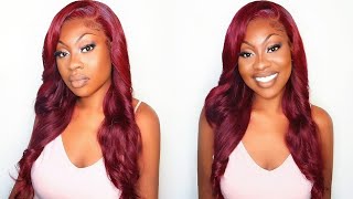 Best* Must Have* 99J Straight 24" Burgundy Wig ❤ | (Step By Step) Install | Ft. Unice Hair