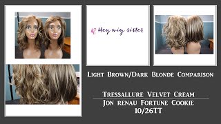 Wig Color Comparison- Tressallure Velvet Cream & Jon Renau Fortune Cookie 10/26Tt - Brunette/Blonde