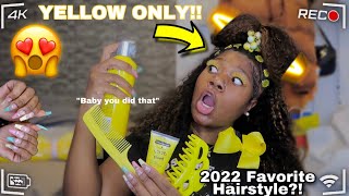 Doing My Curly Hair Only Using Yellow Hair Products *Spring Edition*