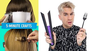 Pro Hairdresser Tries 5-Minute Crafts Hair Hacks