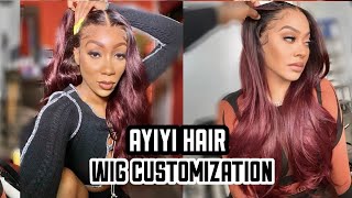 Following Arrogant Tae’S Masterclass | Ayiyi Hair Wig Customization + Review |Burgundy Dye No Bleach