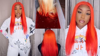 Watch Me Dye + Install The Best 613 Lace Front Wig Ever!! | Flaming Hot Cheetos Inspired | Elva Hair