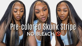 Pre-Colored Blonde Skunk Stripe Install/ Review Ft Vshow Hair