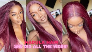 Nadula Hair Burgundy Wig 13*4 Lace 99 J Color Straight Wig 24 Inch