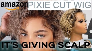 Trying A Curly Pixie Cut Lace Front Wig Ft. Afsisterwig | Amazon Wig Review