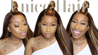 This Is Def A Must Have Wig!! Brown & Blonde Highlight Lace Frontal Wig | Unice Hair Aliexpress