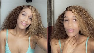Klaiyi Honey Blonde Highlight Curly Wig | 180 Density Ombre Lace Front | Honest Hair Review