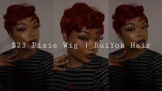 Bleach Bath + Water Color Black To Red |$23 Pixie Cut Human Hair Wig| Ruiyok Hair