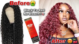 How To Dye Hair Red/Burgundy Without Bleach + Wig Install(Lovevol Hair) Amazon Affordable Wig #7