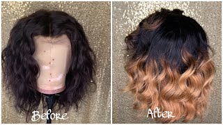 Diy Frontal Wig Transformation |Black To Honey Blonde Ombre