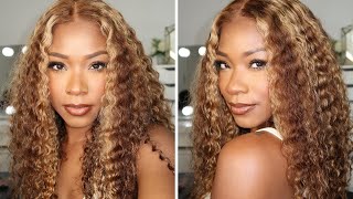 Wow!! Nadula Highlight Brown Curly Lace Front Wig