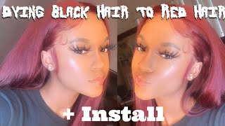How To Dye Black Wig Red (No Bleach) + Install