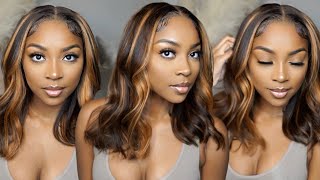 How To Honey Blonde Highlight 5X5 Wavy Bob Wig Install Ft Jessie'S Selection