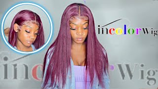 Silky 99J Burgundy Lace Frontal Wig Install  Raw Hair || Ft Incolorwig