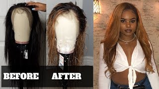 How To Bleach Your Wig Honey Blonde/Caramel | Ft Wiggins Hair | 2 Developer Method Beginner Friendly