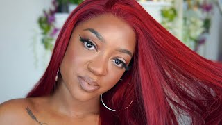 Red Wine Hair Color. The Perfect Burgundy Hair Color For Dark Skin. The Best Cheap Amazon Lace Wig